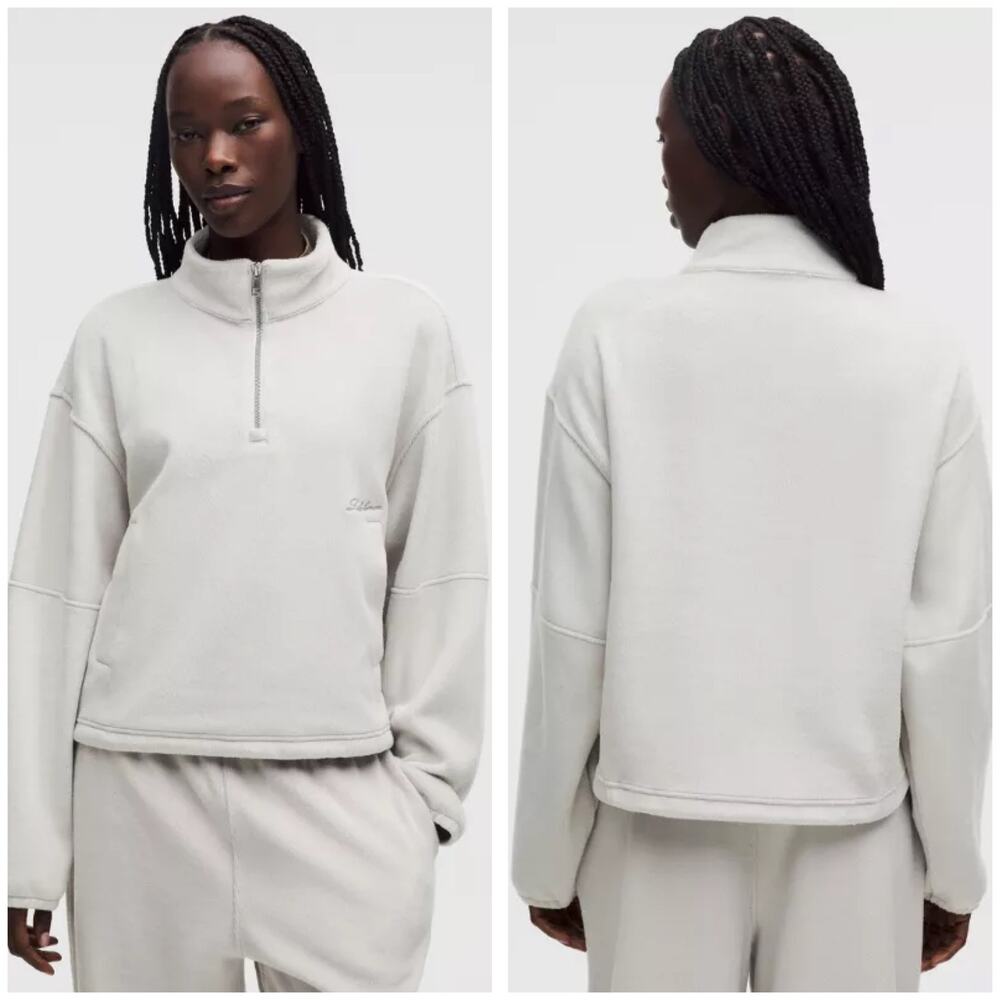 Lululemon Plush Velour Oversized Half Zip in Gray Size Small Workout Soft
